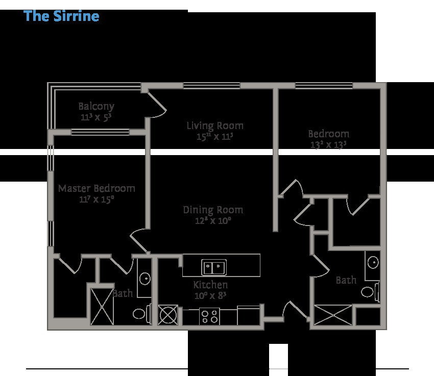Floor plan of an apartment showing the arrangement of rooms and spaces.