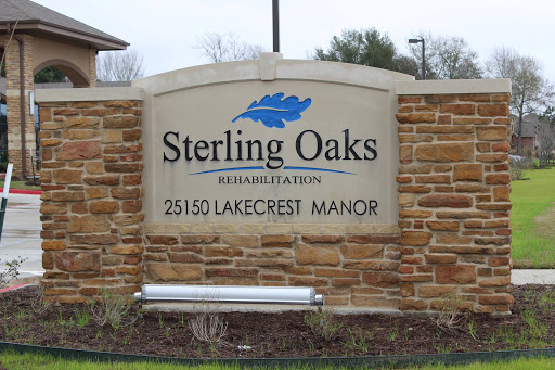Entrance sign for Sterling Oaks Residential Station located at 25150 Lakecrest Manor.