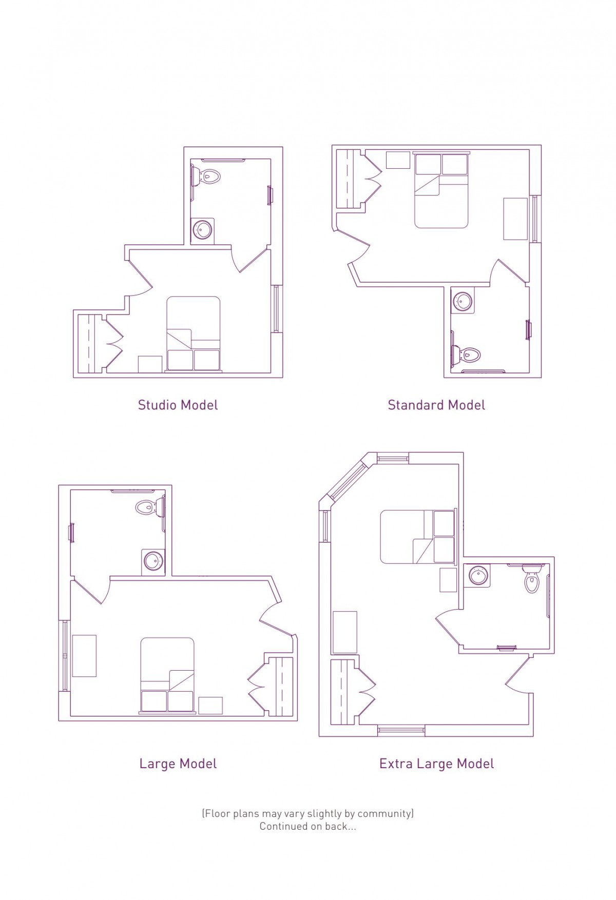 Image displaying four different floor plans for residential layouts.