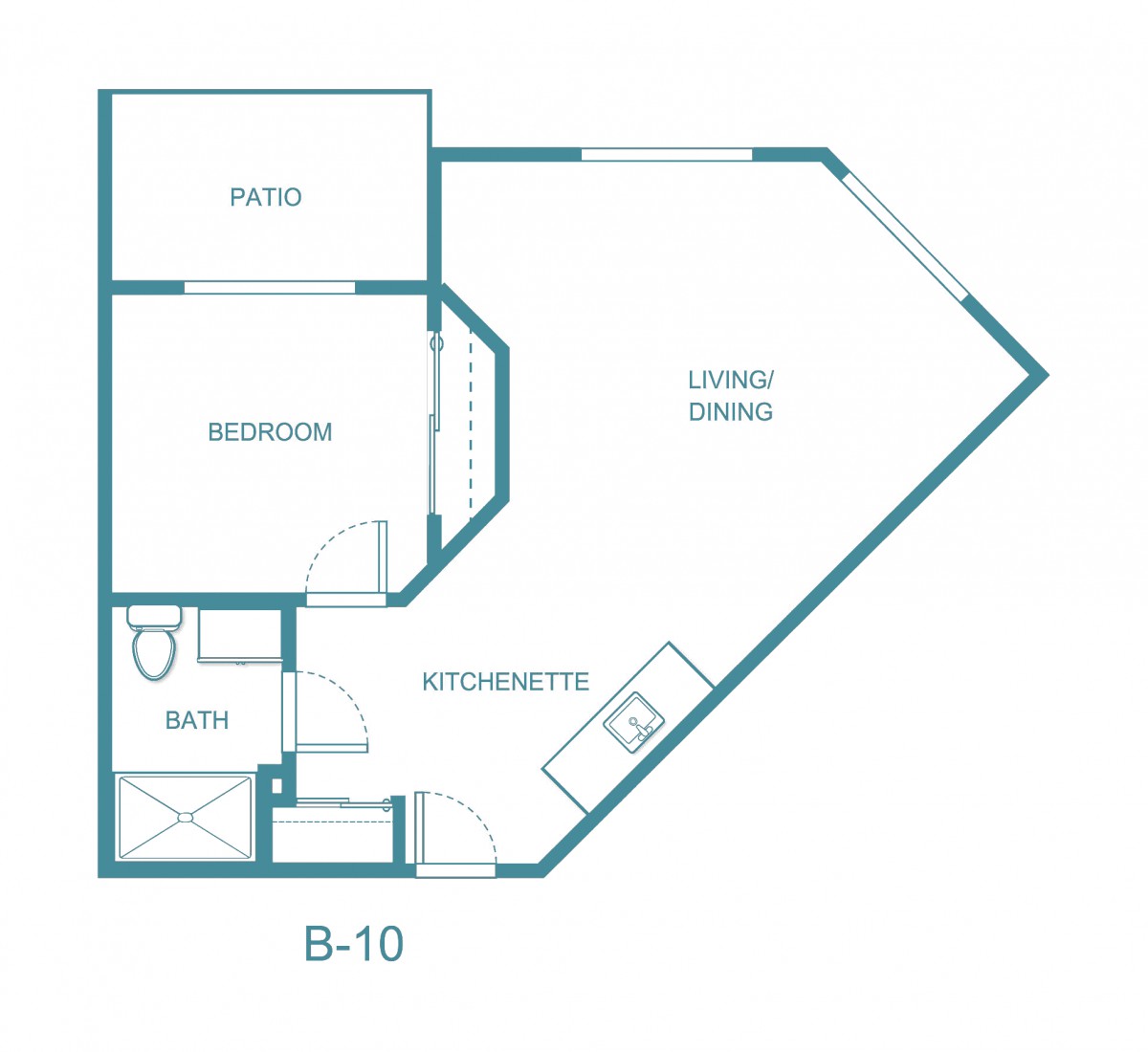 A detailed floor plan of an apartment, showcasing the arrangement of different rooms and spaces.