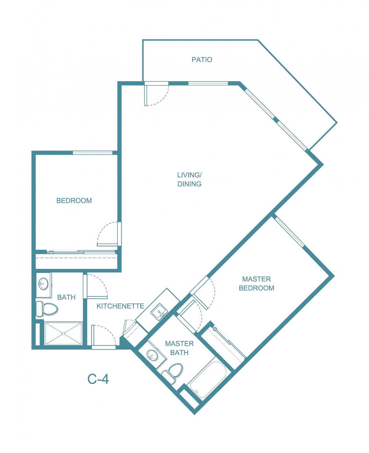 Blueprint of an apartment layout with designated rooms and measurements.