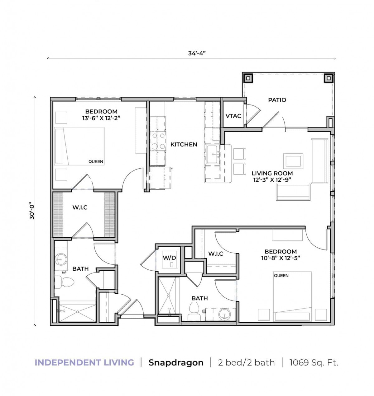 An architectural floor plan of a single-story house with labeled rooms and dimensions.