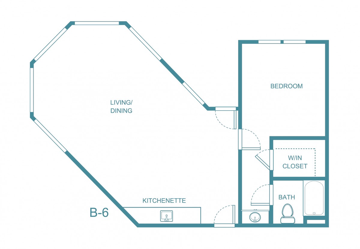 A floor plan layout of a small apartment or studio.