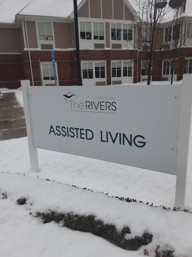 Sign for an assisted living facility during winter.