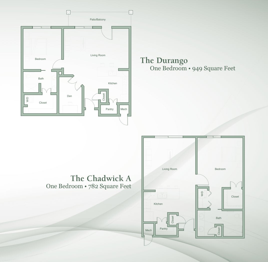 Two apartment floor plans showcasing different layouts and room configurations.