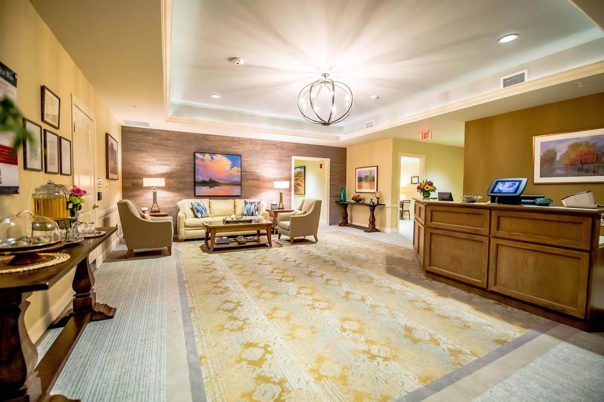 A modern and inviting lobby area with comfortable seating and elegant lighting.