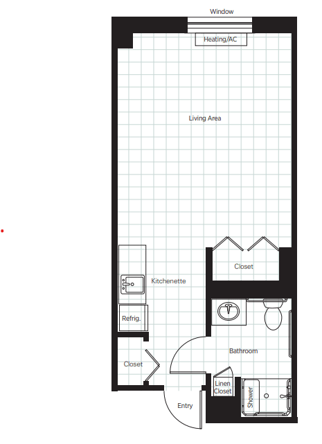 A detailed architectural floor plan of an apartment layout.