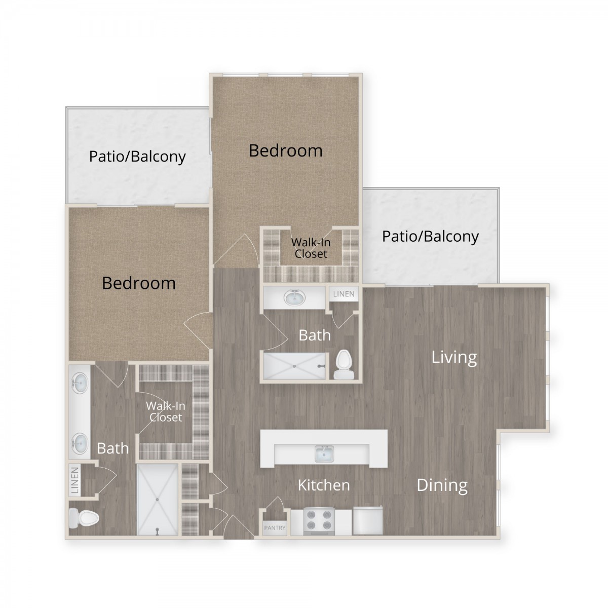 A floor plan showing the layout of an apartment with labeled rooms.