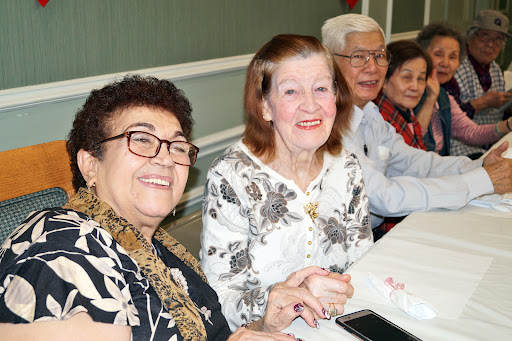 A joyful gathering of friends enjoying each other's company.