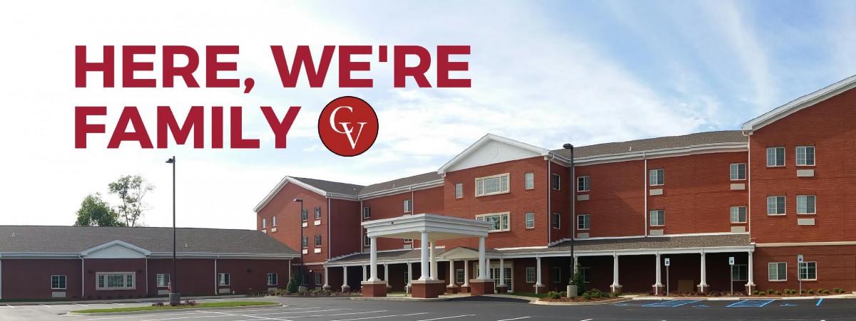 Exterior view of a healthcare facility with a welcoming message.