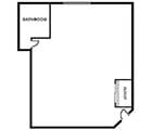Simple floor plan of a studio apartment with bathroom and closet.