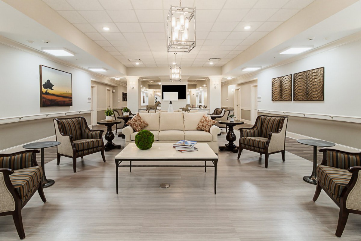A modern living room with elegant furniture and decor.
