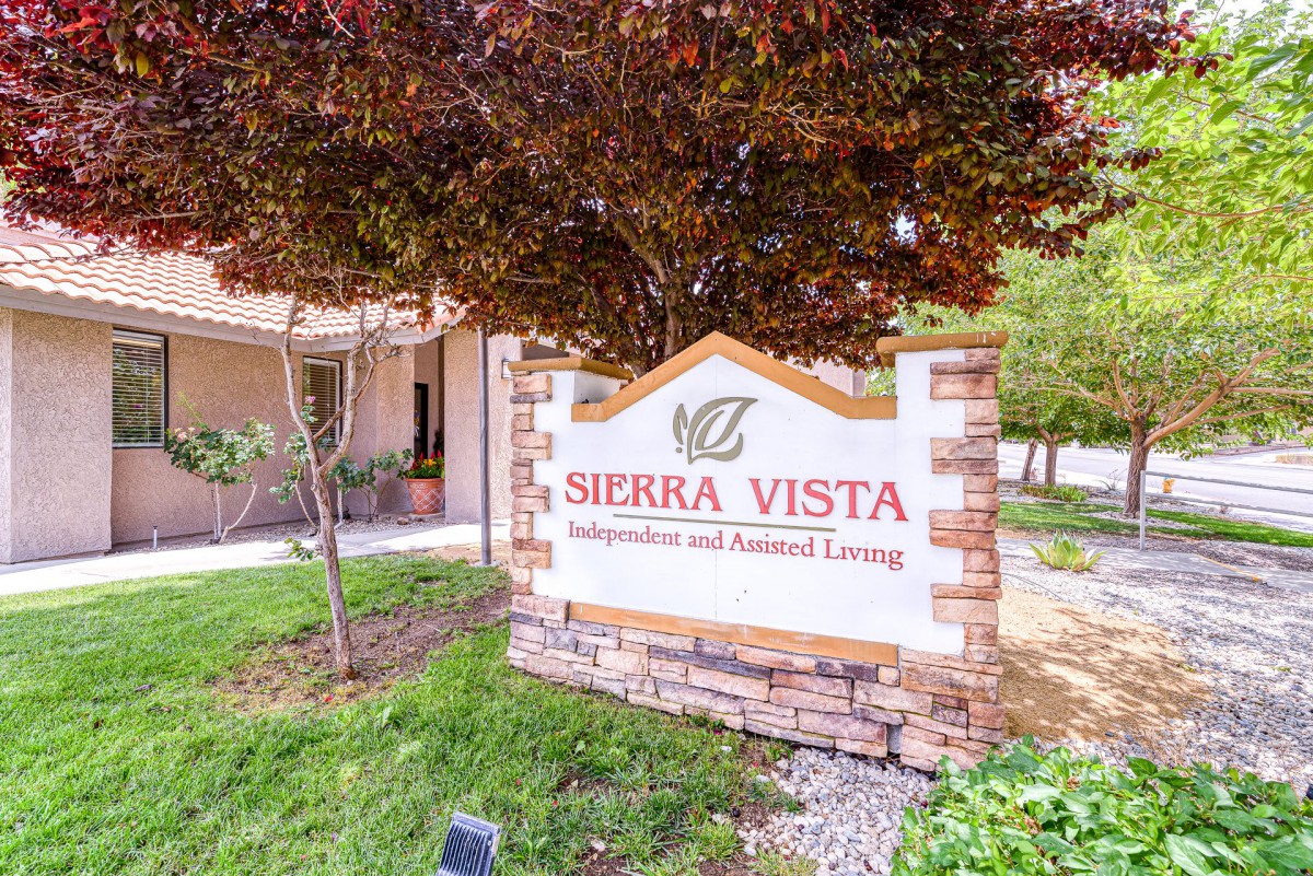 Entrance sign for Sierra Vista Independent and Assisted Living.