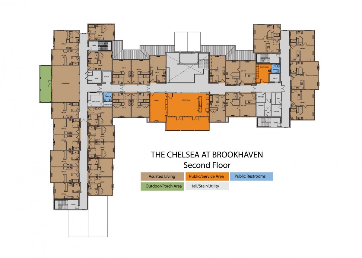 Floor plan of the second floor at The Chelsea at Brookhaven.
