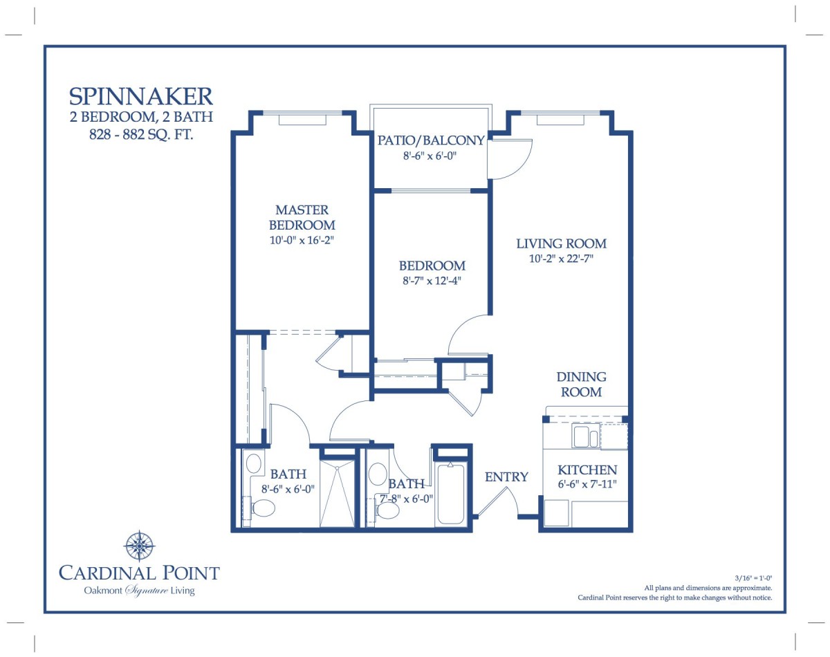 A detailed floor plan of a two-bedroom suite, showing the layout of rooms and living spaces.
