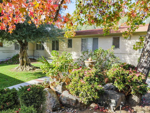 A charming house surrounded by vibrant autumn foliage and a well-maintained garden.