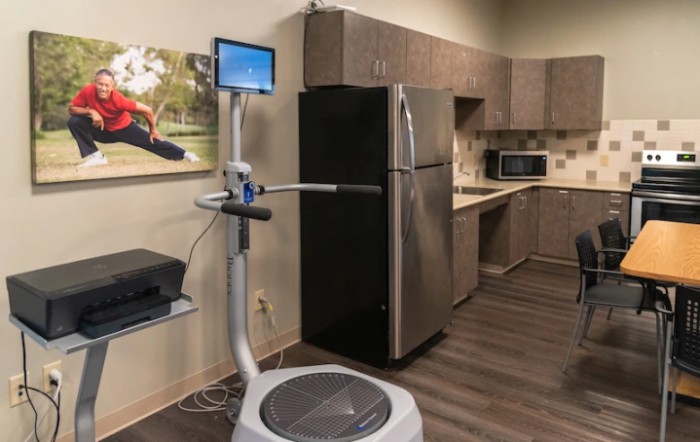 A modern kitchen with advanced technology equipment.