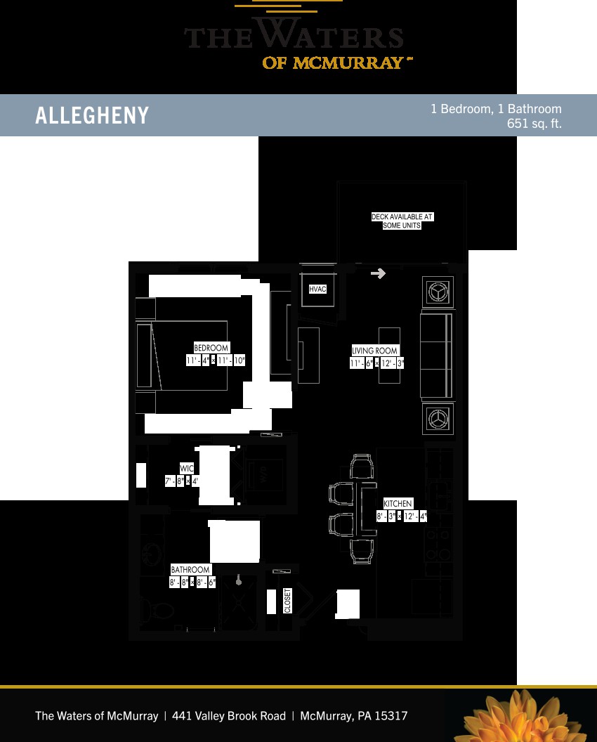 A detailed floor plan of a two-bedroom apartment, labeled Allegient.