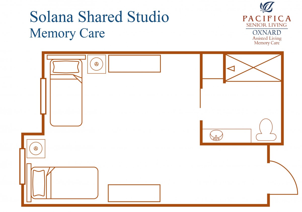 Floor plan of a Solana Shared Studio for Memory Care.