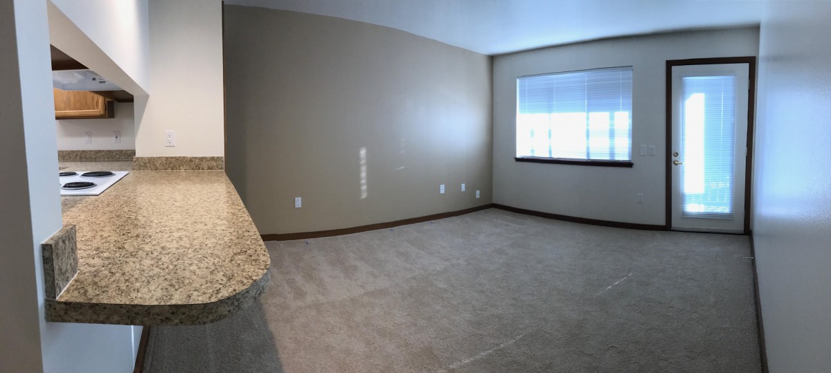 An unfurnished room with carpet flooring and a window.