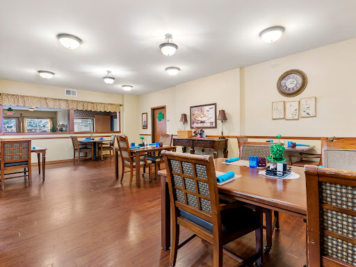 A cozy communal dining area designed for social gatherings and meals.