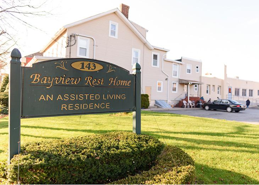 Sign for Bayview Rest Home, an assisted living residence.