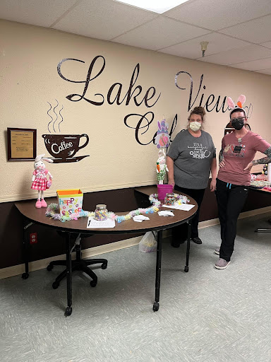 Visitors at the Lake View Cafe set up a festive display.