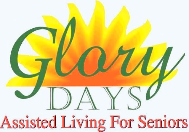 Glory Days Assisted Living logo featuring a sunflower design.