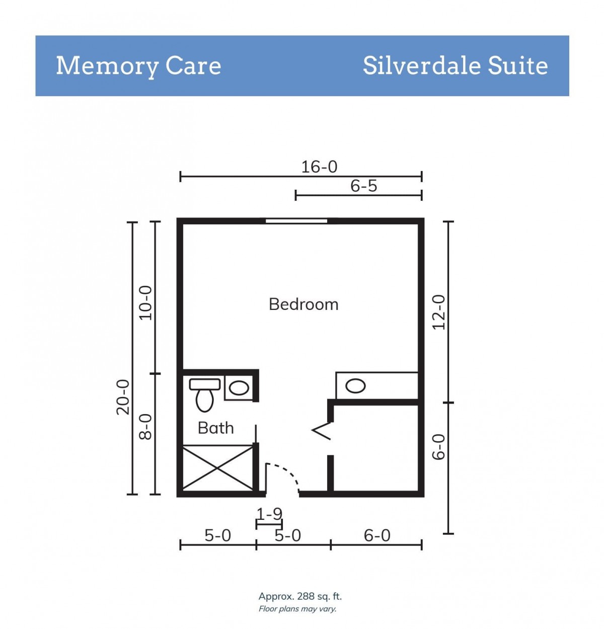 Floor plan of the Silverdale Suite in a memory care facility.