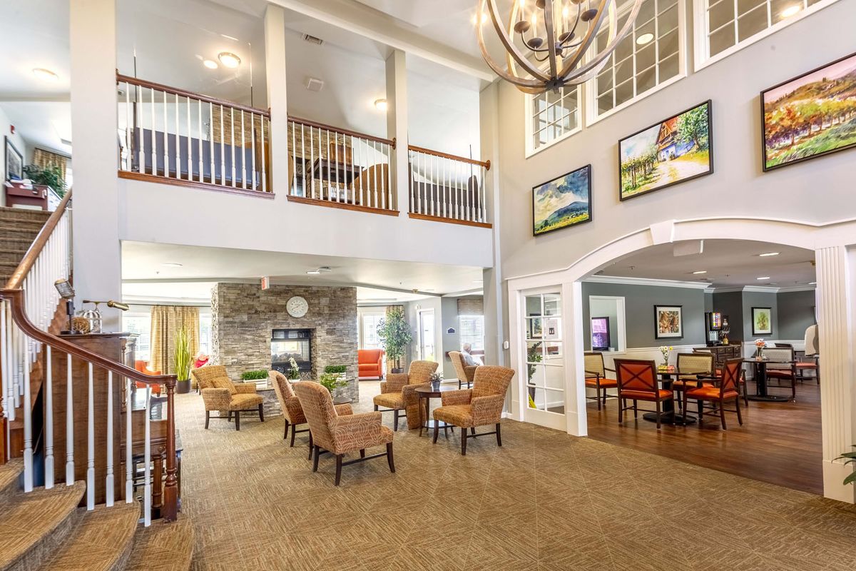 A cozy and modern lobby area with comfortable seating and elegant decor.