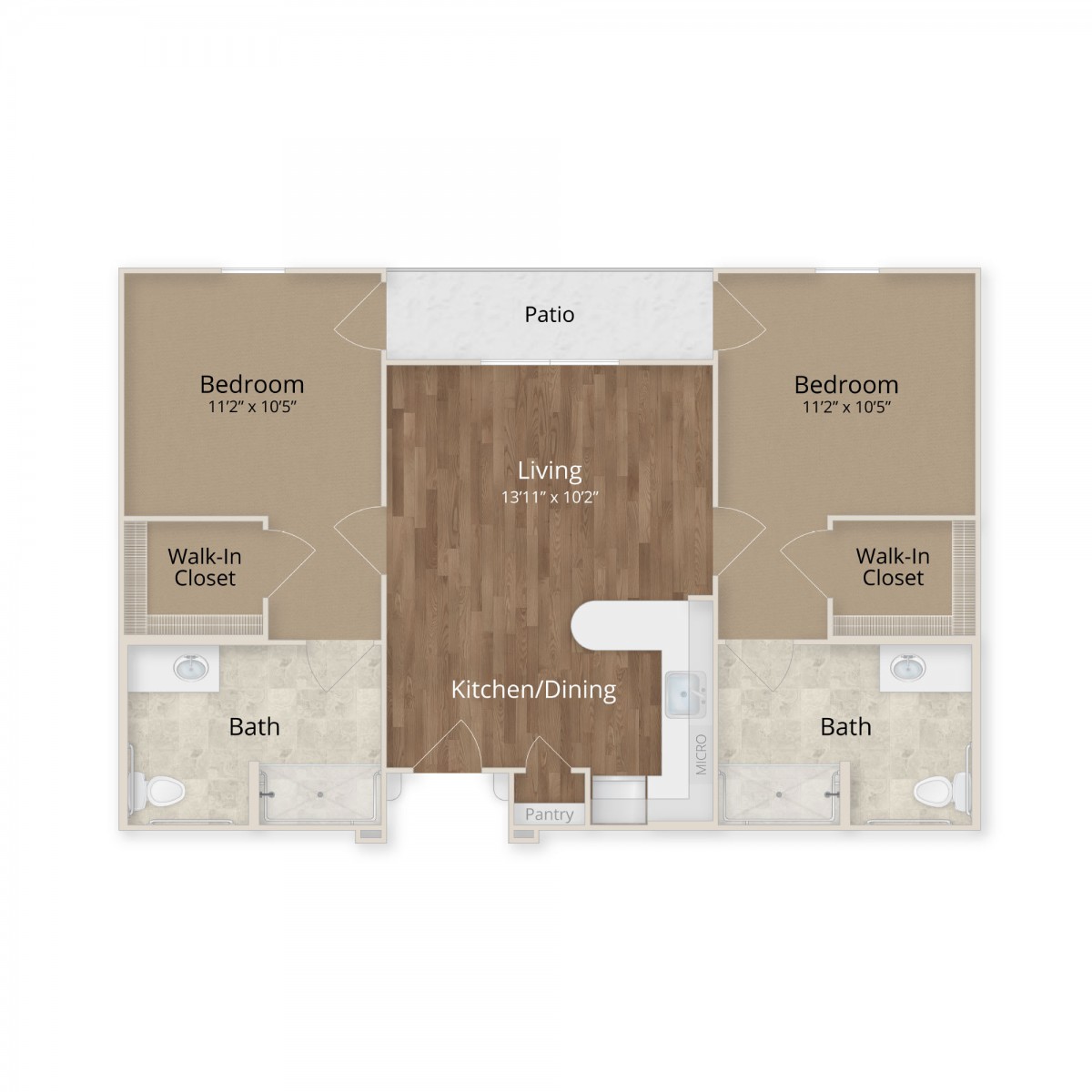 A floor plan showing the layout of an apartment with labeled rooms and spaces.