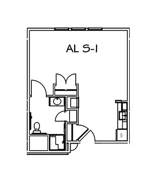 A blueprint of a small apartment layout labeled AL S-I.