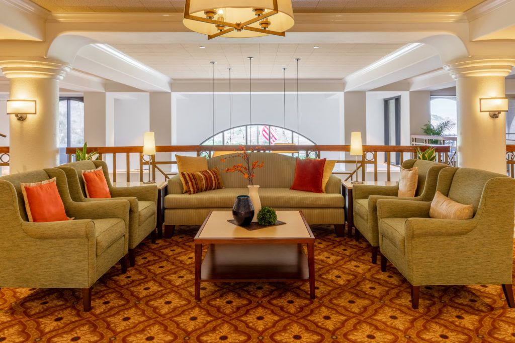 A stylish living room with modern furniture and elegant decor.