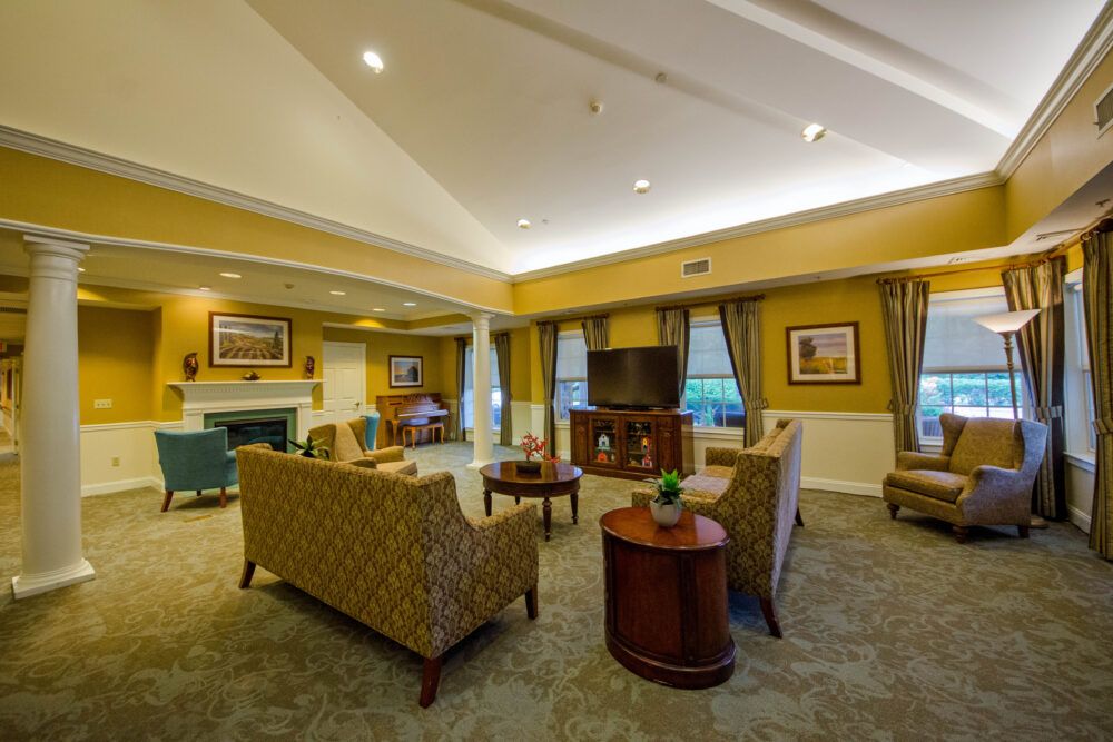 A cozy living room with elegant decor and comfortable seating arrangements.