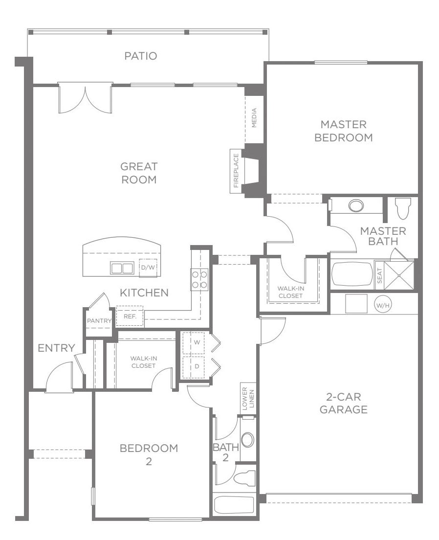 A detailed floor plan of an apartment, showing various rooms and features.