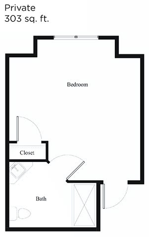 A simple floor plan depicting a bedroom with a closet.