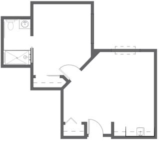 A simple architectural floor plan layout.
