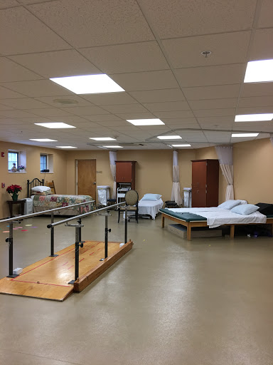 A well-equipped rehabilitation therapy room designed for patient care and recovery.