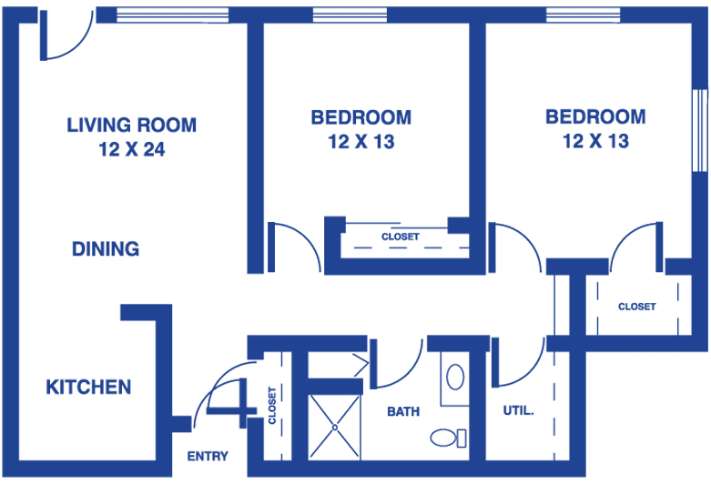 Blueprint of a house layout with labeled rooms and dimensions.