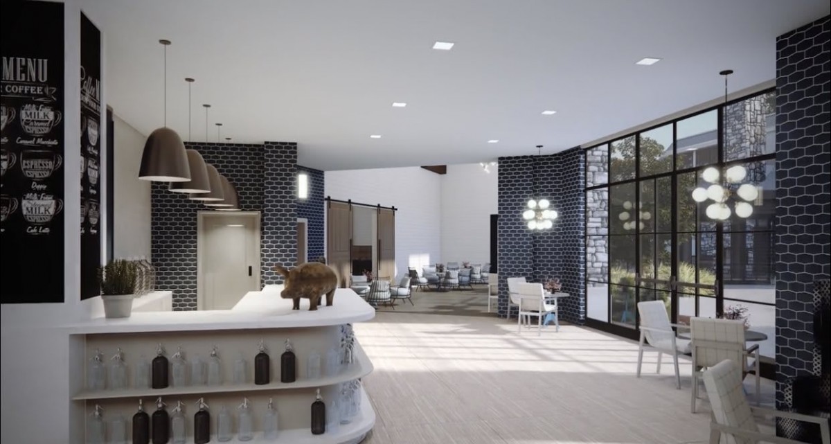 A modern lobby area featuring contemporary furniture and stylish decor.
