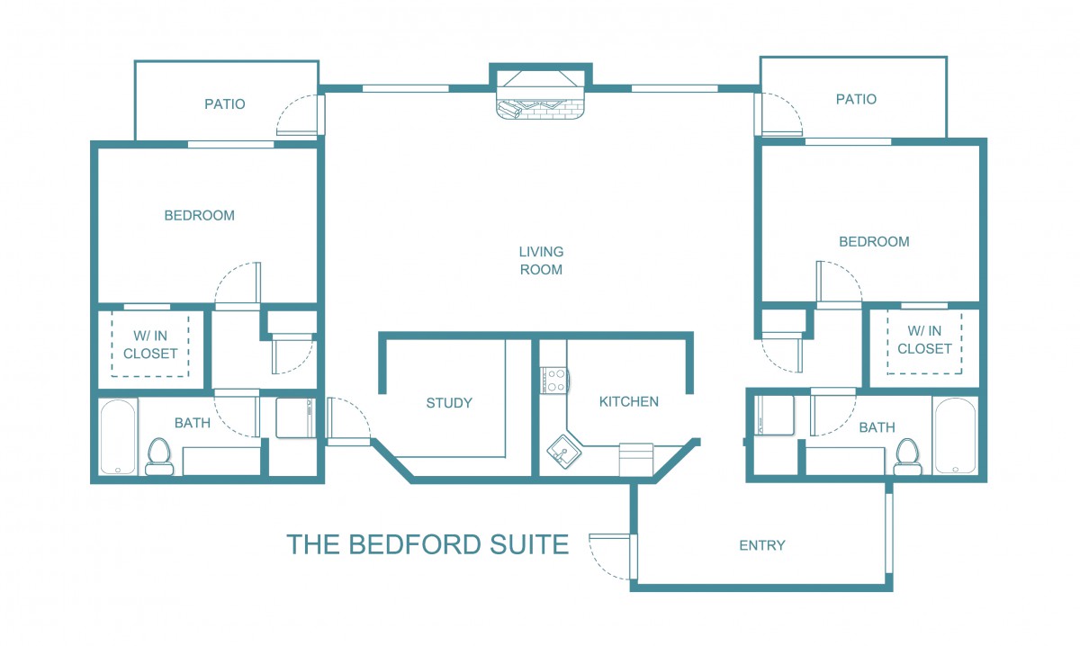 Floor plan of the Bedford Suite featuring multiple rooms including a living room and bedrooms.