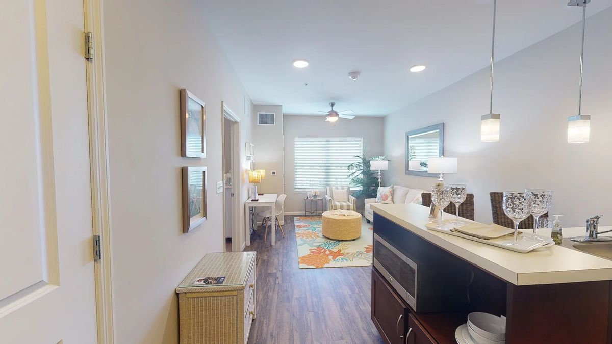 A modern living room with ample natural light and stylish decor.