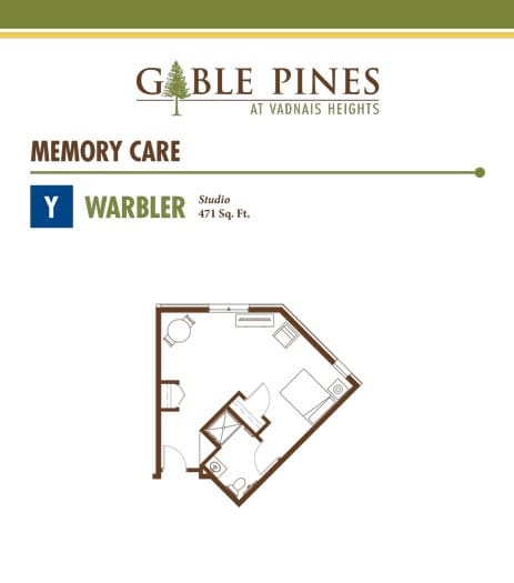 Floor plan for the Warbler unit at Gable Pines Memory Care.