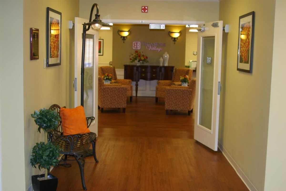 A welcoming lobby area with comfortable seating and warm decor.