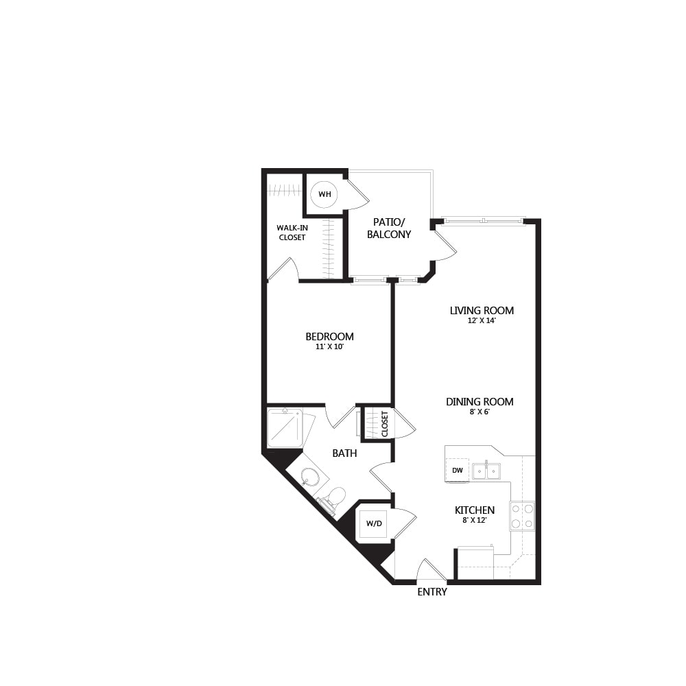 A detailed floor plan of an apartment demonstrating room layouts and dimensions.