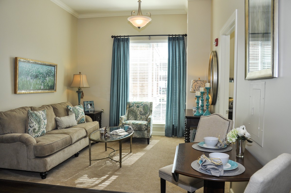 A cozy living room with a comfortable sofa, armchair, and elegant decor.