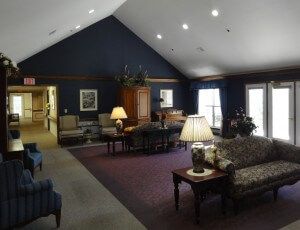 Interior common area with fireplace