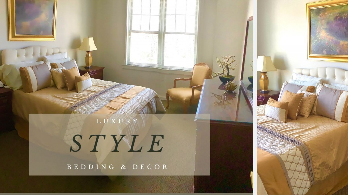 A luxurious and stylish bedroom featuring elegant decor and cozy furnishings.