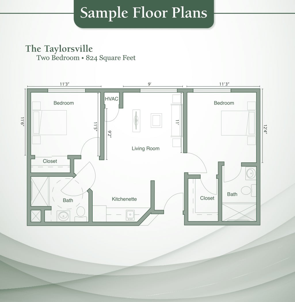 The Taylorsville three-bedroom apartment floor plan.