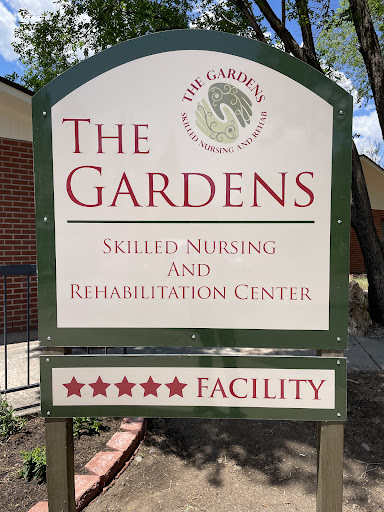 Sign for The Gardens Skilled Nursing and Rehabilitation Center.